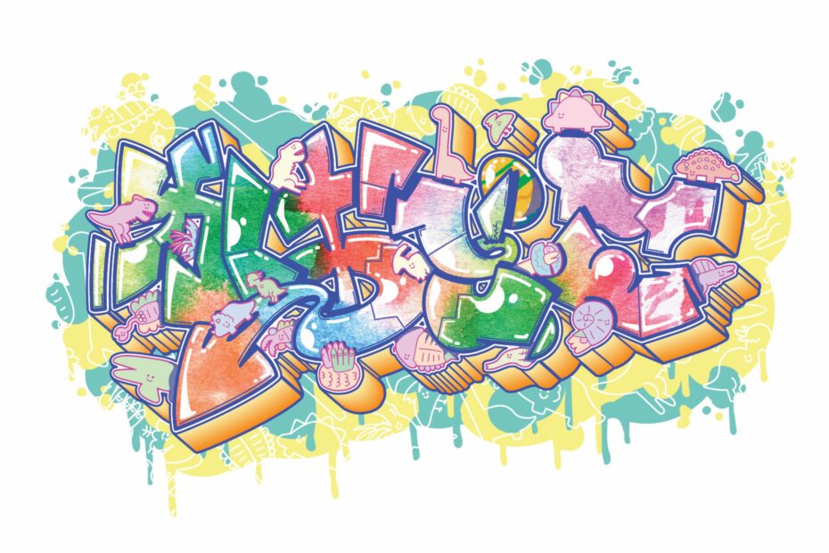 かおどこだいなそーグラフィティアート＿KAODOKO DINOSAUR Grafitti art
