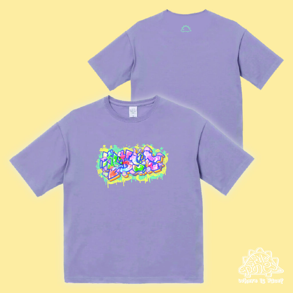 かおどこだいなそーグラフィティパープルTシャツ＿KAODOKODINOSAUR graffiti purple T shirt